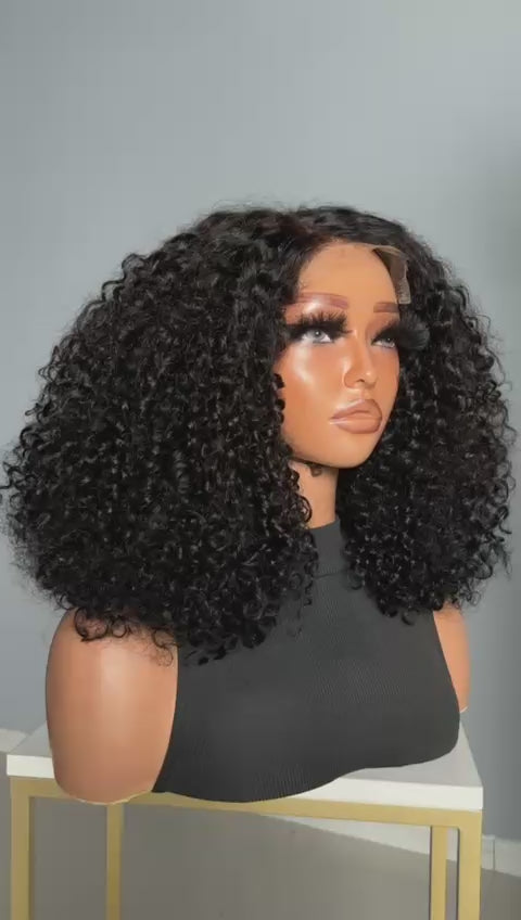 SDD Pixie Curly 14 Inch 5x5 Closure Wig | 290g Super Double Drawn Human Hair.